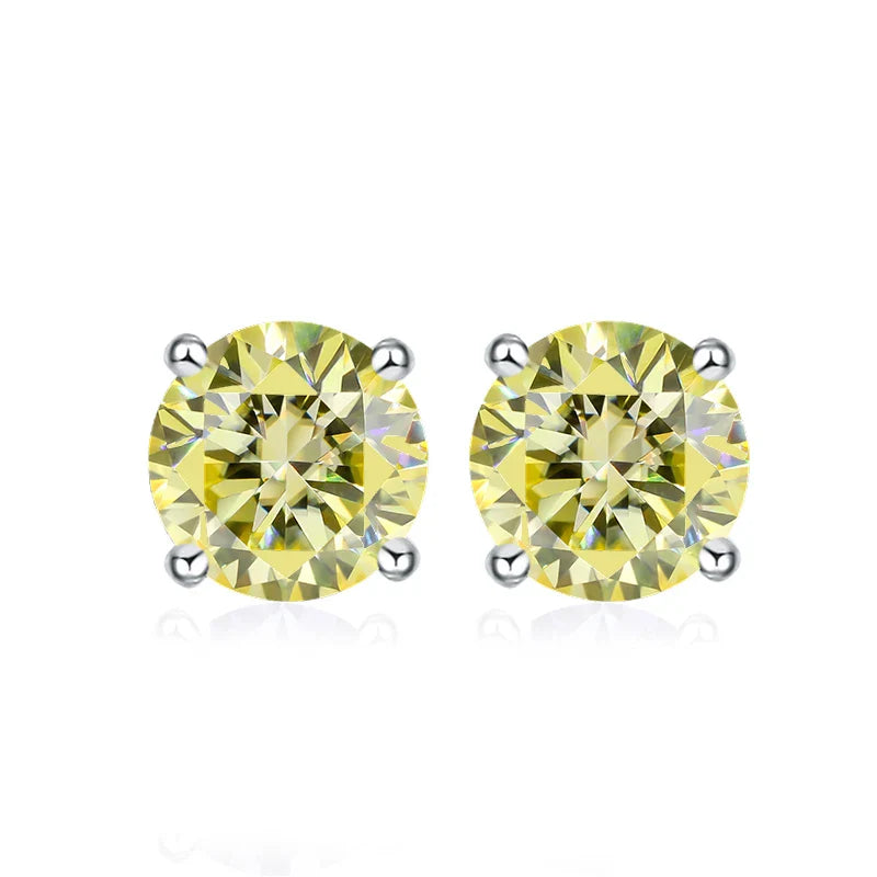 NeeTim 0.5ct 1ct 2ct Moissanite Stud Earrings for Women 925 Sterling Silver Pink Black Blue Grey Sparkling Lab Diamond Earring