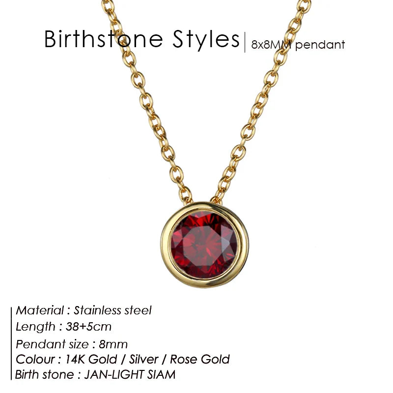 Classic Stainless Steel Necklace Women Designer Luxury Jewelry Gold Color Bride Statement 12 Birthstone Necklace