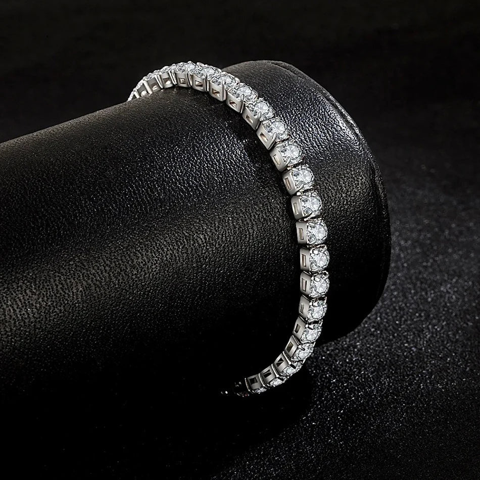 ALIZERO S925 Sterling Silver Bracelet Zirconia Tennis Ball Women Fashion Simple Engagement Wedding Charm Jewelry 4mm 16-23cm