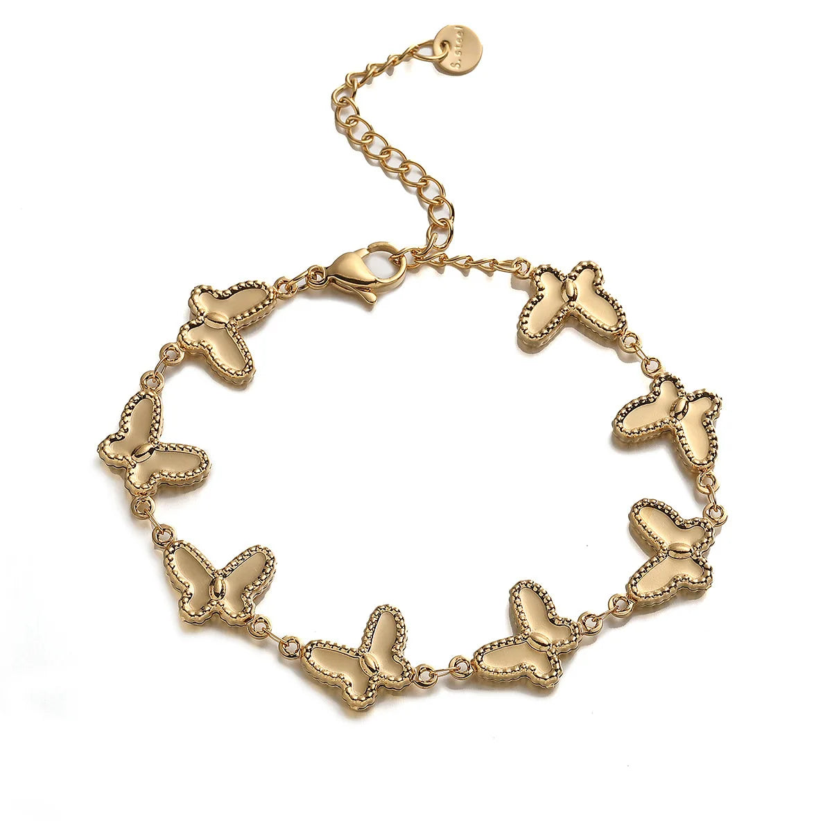 NEWBUY Wholesale Non-Fading Gold Color 316L Stainless Steel Heart Charm Bracelet For Women Casual Daily Jewelry