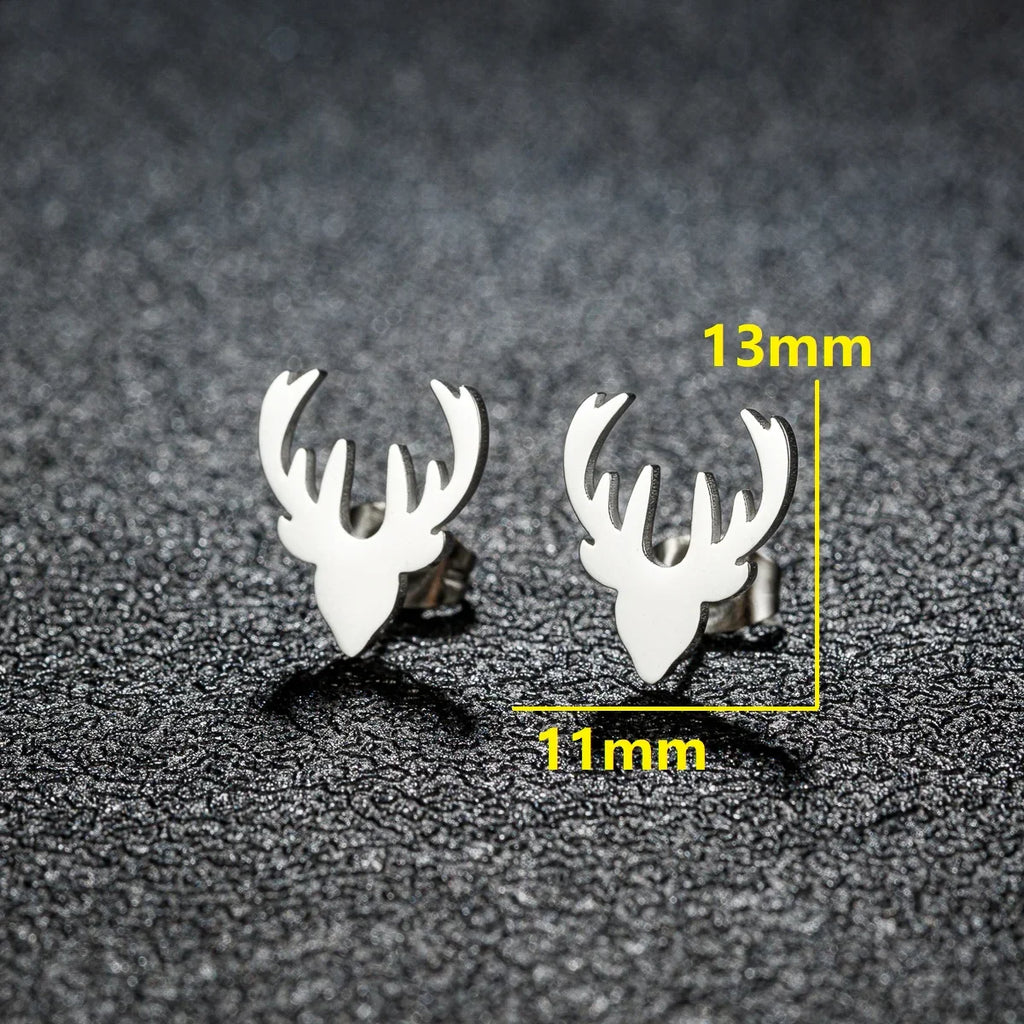 High Quality Stainless Steel Stud Earrings Girl Snowflake Elk Deer Silver Color Tragus Piercing Women'S Earrings Christmas Gifts
