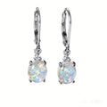 S925 Silver round Crystal Pearl Mother-of-Pearl Earrings with Green Flame Crystal Plated Iridium Golden Women's Design