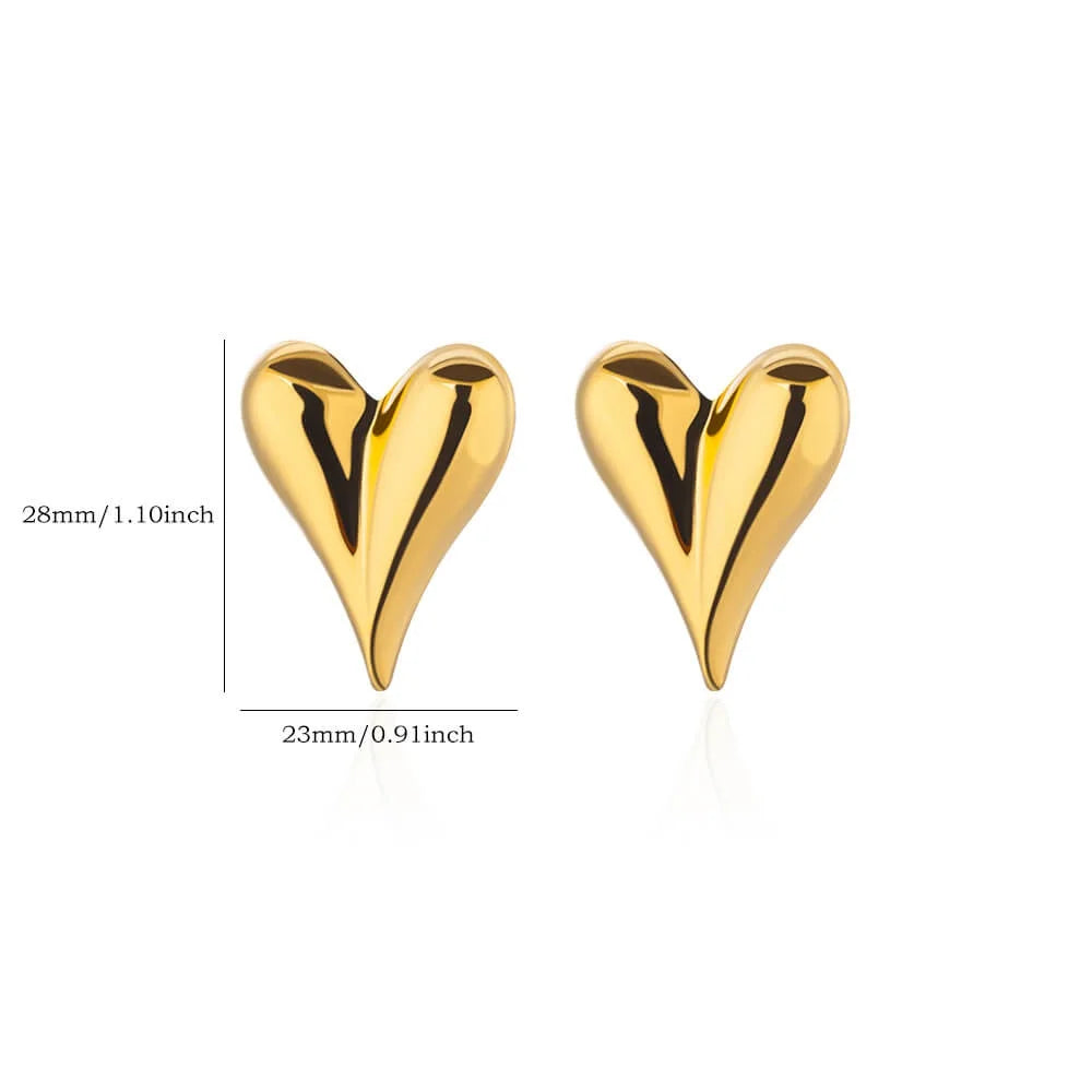 Gothic Heart Earring For Women Stainless Steel Golden Love Earring Wedding Couple Piercing Jewelry Valentine Day Gift сер