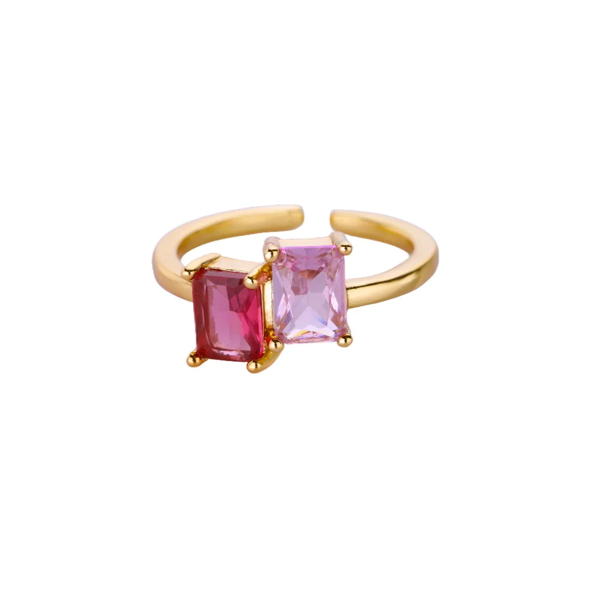 Stainless Steel Zircon Square Ring for Women 18K Gold Plated 2 Colors  Adjustable Ring Hypoallergenic Dainty Trendy Jewelry