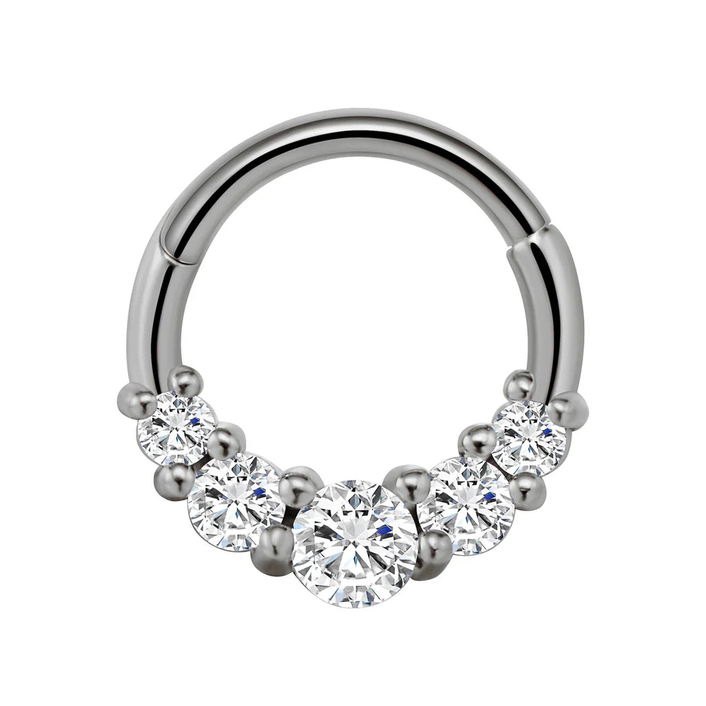 Flowers Nose Ring Septum 100% 316L Surgical Steel Zircon Clicker Daith Piercing Ear Cartilage Helix Hoop Flowers Water Drops