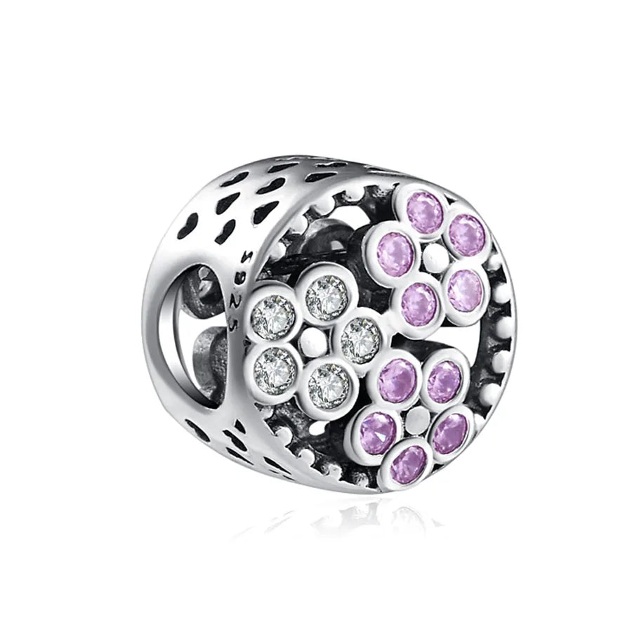 Hot selling 925 silver pink series flower dog paw heart-shaped pendant, Fit original bracelet DIY accessories, exquisite jewelry