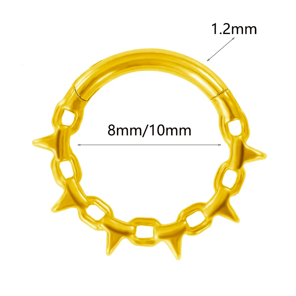 16G Vine Septum Nose Ring Piercing Hinged Clicker 316L Stainless Steel Daith Clicker Helix Cartilage Earring Chain BodyJewelry