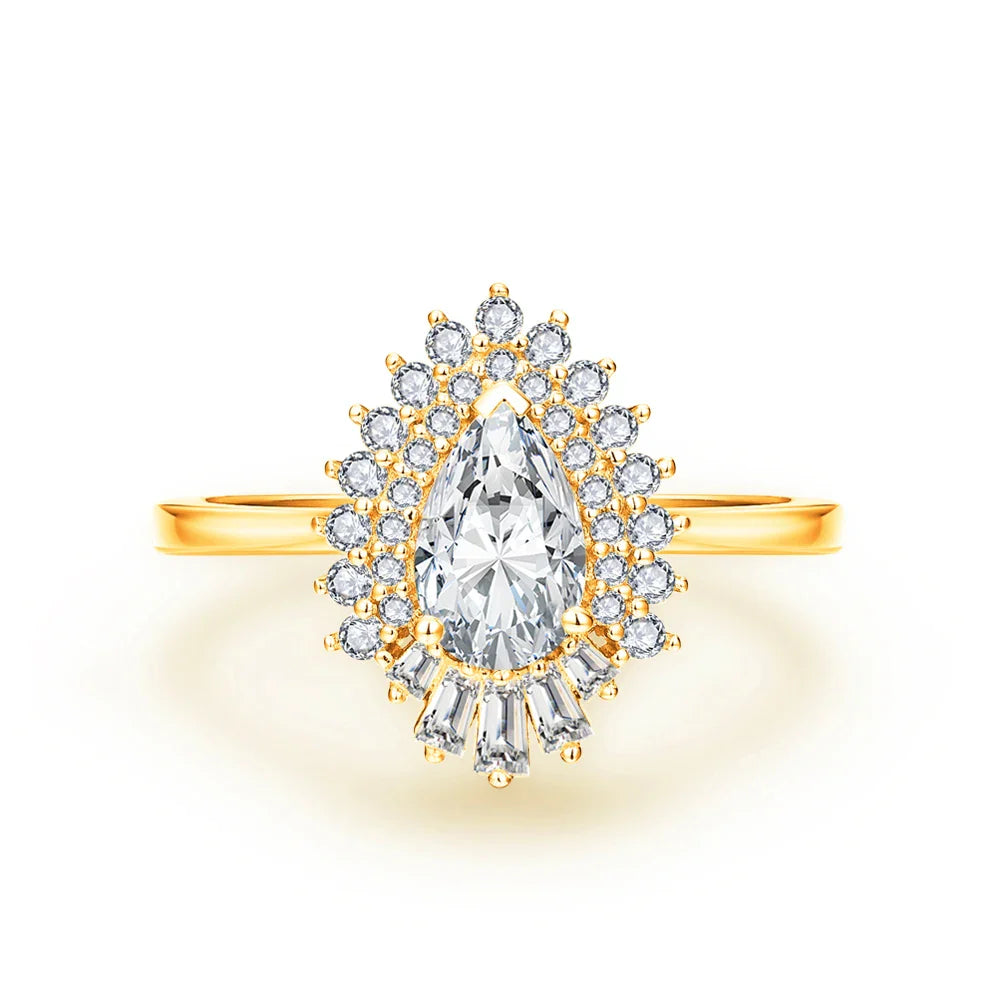 MINTYBOX Pear Shape S925 Silver D VVS1 Moissanite Diamond Rings For Women 18K GOLD Plated Engagement Fine Jewelry Certificated