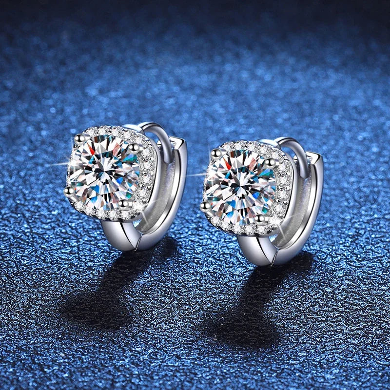NeeTim 1ct Moissanite Earrings for Women S925 Sterling Silver with 18k Gold Plated Hoop Earring Wedding Jewelry with Certificate