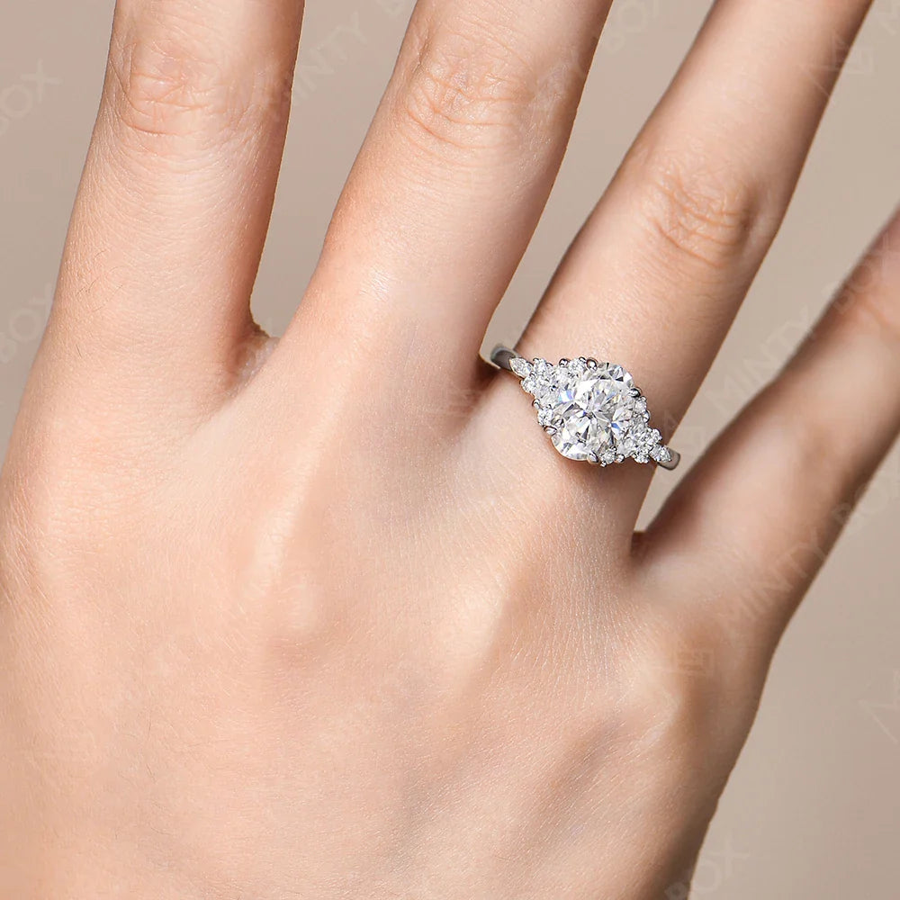 MINTYBOX 3.0ct Lab Grown Diamond Engagement Ring S925 Sterling Silver Oval Moissanite Rings For Women 18K Gold Plated Jewelry