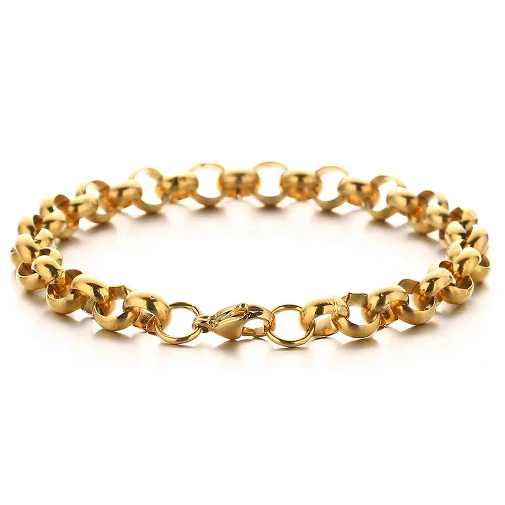 DOTIFI  Stainless Steel Bracelet Hip-Hop Punk Style Simple Round Buckle Chain Fashion Personalized Jewelry Female Party Gifts