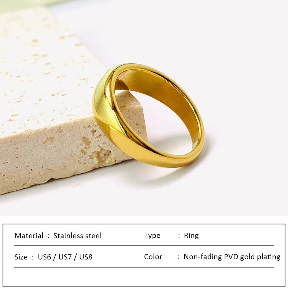 Simple Stainless Steel Women's Ring Glossy Curved Gold Color French Punk Party Ornaments for Woman Wholesale Dropshipping