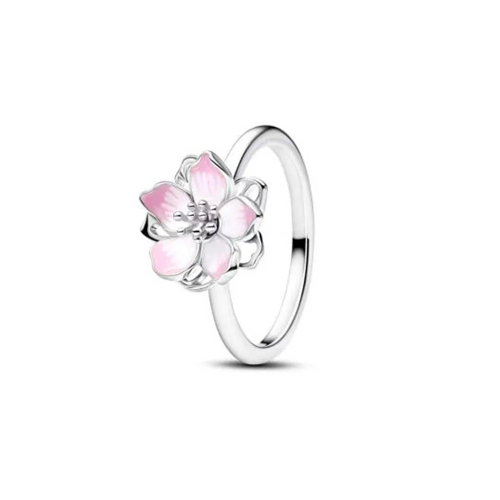 2026 Hot Selling 925 Sterling Silver Heart-Shaped Butterfly Flower Ring, Exquisite and Charming Jewelry Gift for European Women