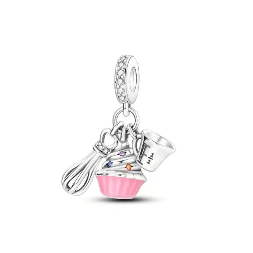2026 Spring Pink Series Ballon Butterfly Flower Pendant Fit S925 European 925 Sterling Silver Bracelet Bangles Necklace