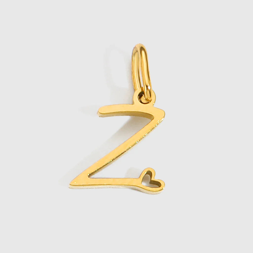Personalized Stainless Steel Heart Alphabet Pendant DIY Accessories for Necklace Woman Men Jewelry Initials Birthday Gift A-Z