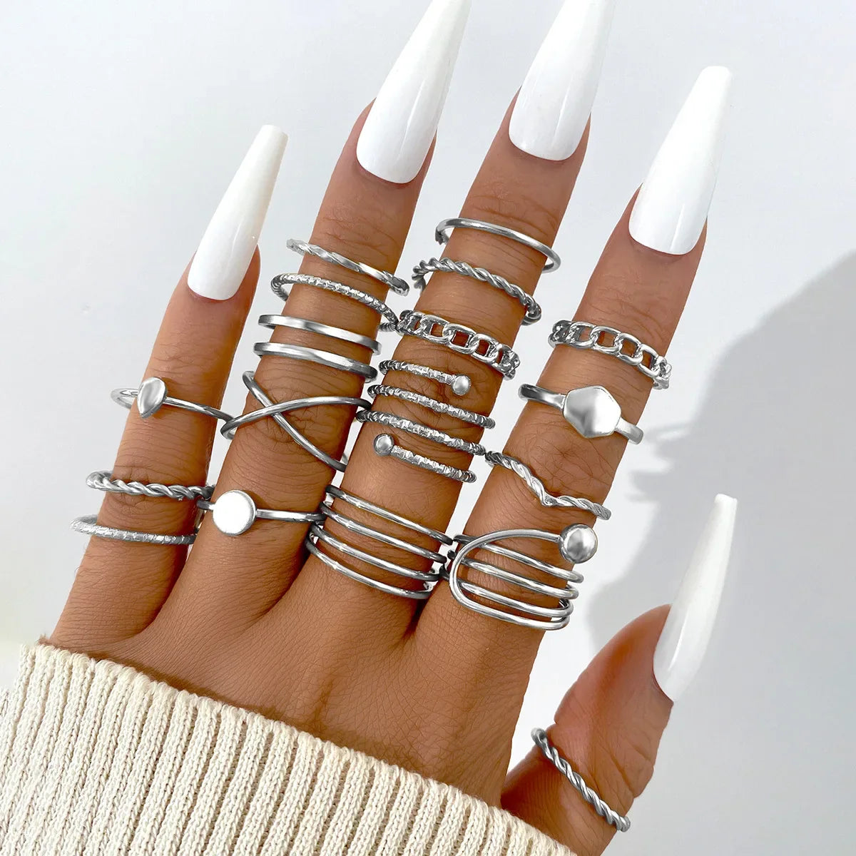 Vintage Irregularly Ring Set for Women Bohemian Gold Color Butterfly Snake Heart Geometric Rings Retro Boho Fashion Jewelry Gift