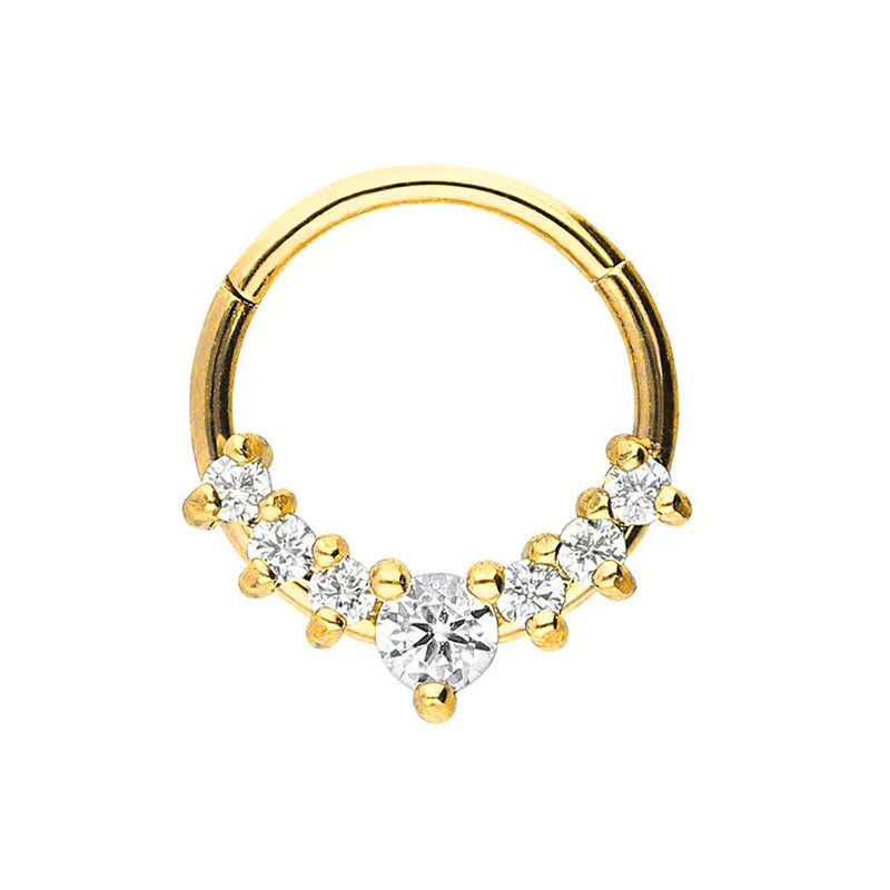 Flowers Nose Ring Septum 100% 316L Surgical Steel Zircon Clicker Daith Piercing Ear Cartilage Helix Hoop Flowers Water Drops