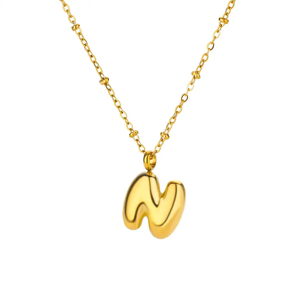 Vintage Initial Letter Necklaces For Women Stainless Steel Chain Collar Pendant Necklace 2024 New Wedding Couple Jewelry Gift