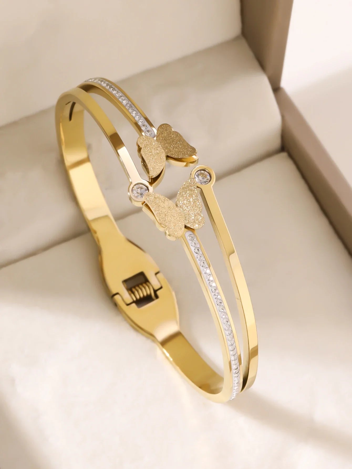 1pieces/set women's wedding jewelry party holiday Valentine's Day gift stainless steel bracelet plated with 18K gold bracelet