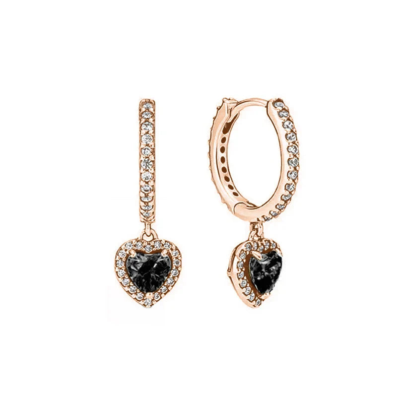 New S925 Silver Heart Stone Stud Earrings Suitable for Valentine's Day, Mother's Day, Anniversary Gift DIY Charm Jewelry