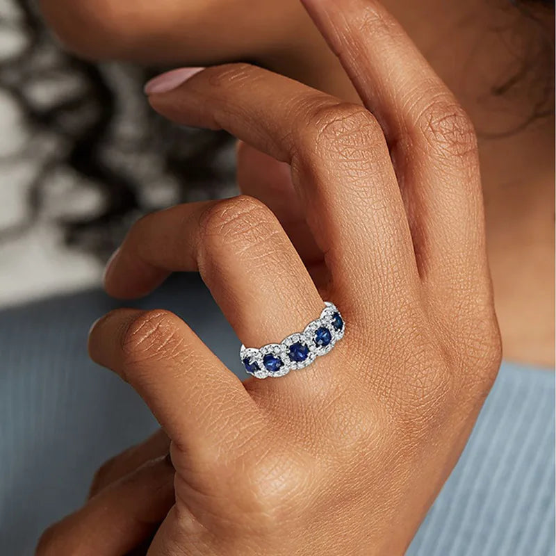 Luxury 925 Sterling Silver Classic Ring for Women Six Claw Jewelry Simple Imitation Diamond Women's Ring Engagement Wedding Gift