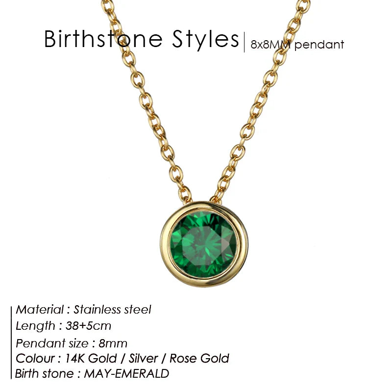 Classic Stainless Steel Necklace Women Designer Luxury Jewelry Gold Color Bride Statement 12 Birthstone Necklace