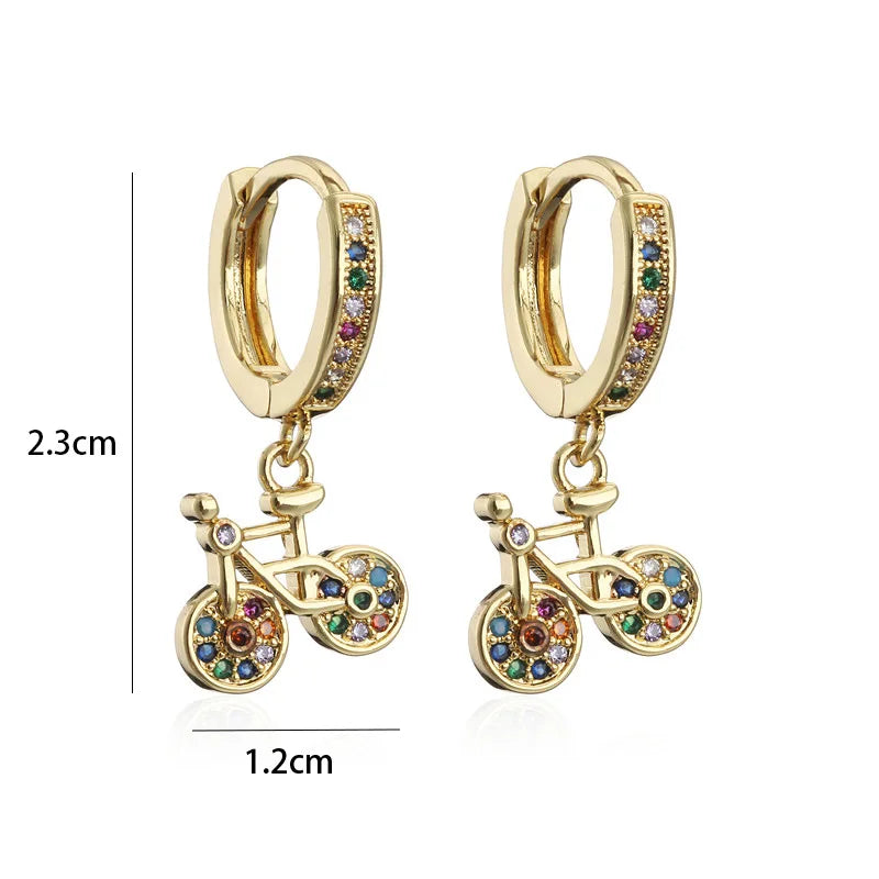 NEWBUY Fashion Gold Color Copper Geometric Earrings Luxury CZ Elephant Charm Dangle Earring Female Party Jewelry Accessories