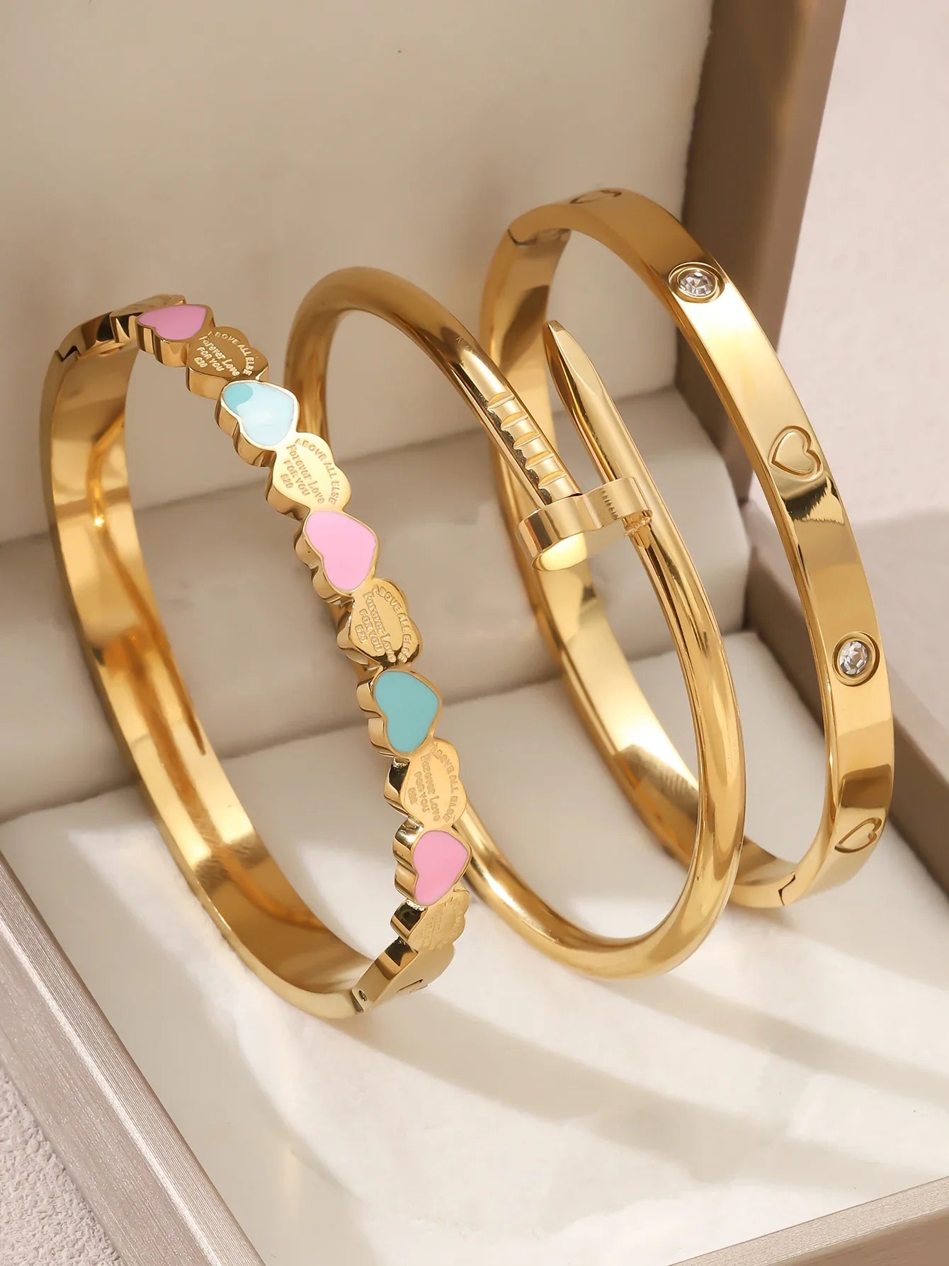 1pieces/set women's wedding jewelry party holiday Valentine's Day gift stainless steel bracelet plated with 18K gold bracelet