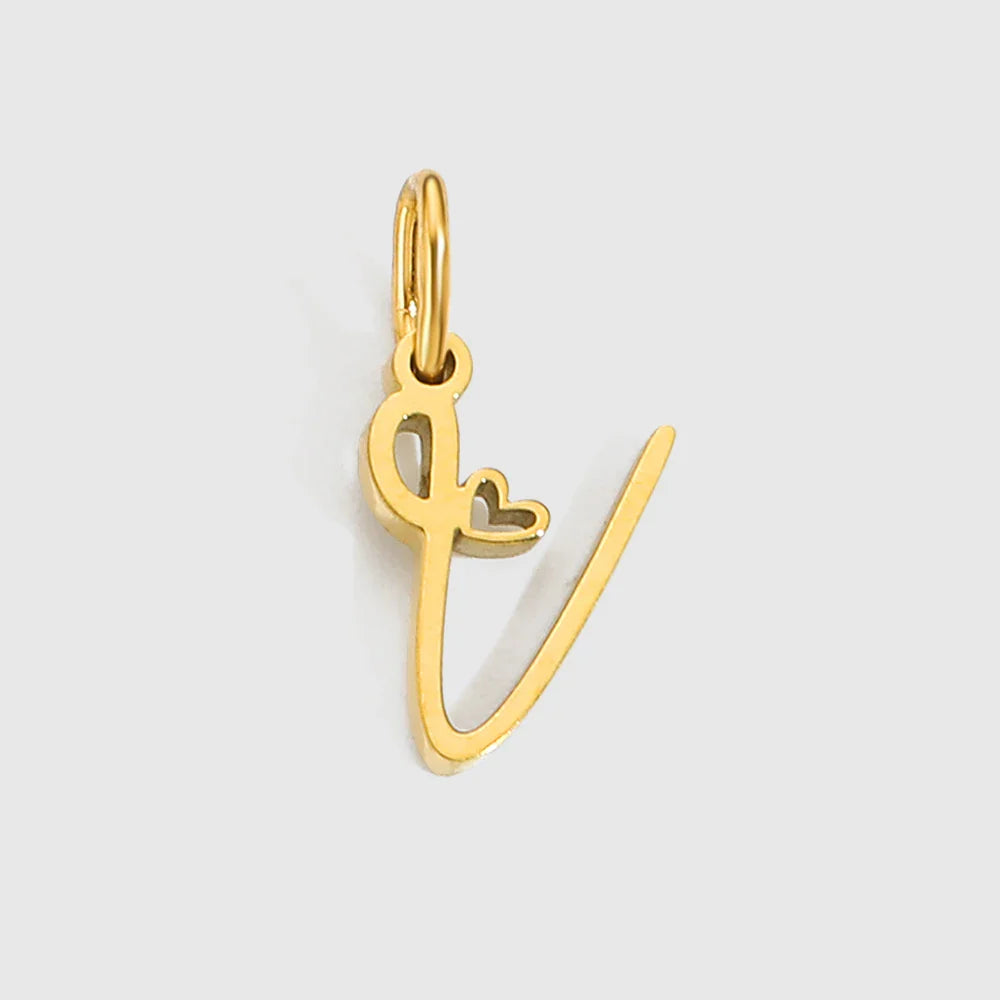 Personalized Stainless Steel Heart Alphabet Pendant DIY Accessories for Necklace Woman Men Jewelry Initials Birthday Gift A-Z