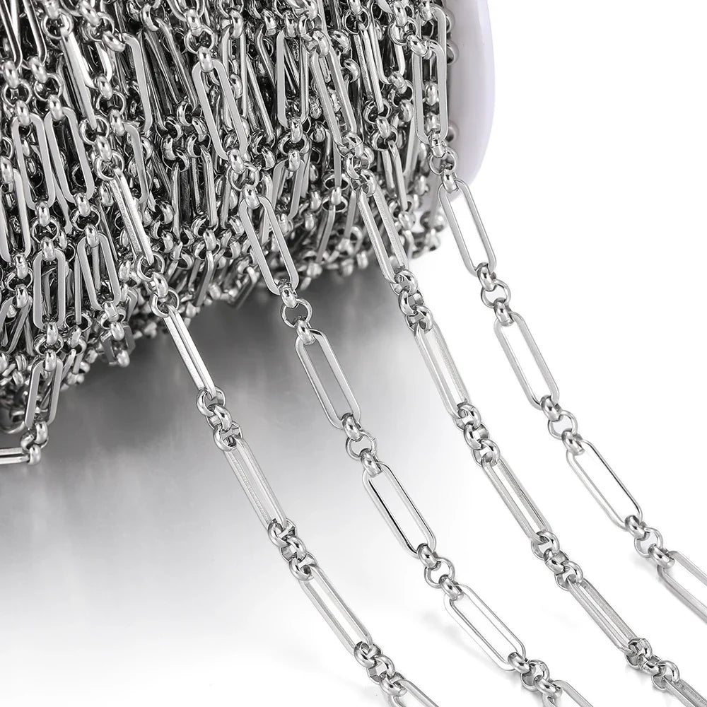 1Meter/Pack 304 Stainless Steel Knot Gold Steel Color Handmade Chains for DIY Necklace Bracelets Jewelry Making Accessories