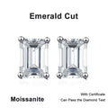 NeeTim 0.5CT 1CT 2CT Emerald Radiant Cut Moissanite Studs Earrings for Women Lab Diamond 925 Sterling Silver Earring Jewelry