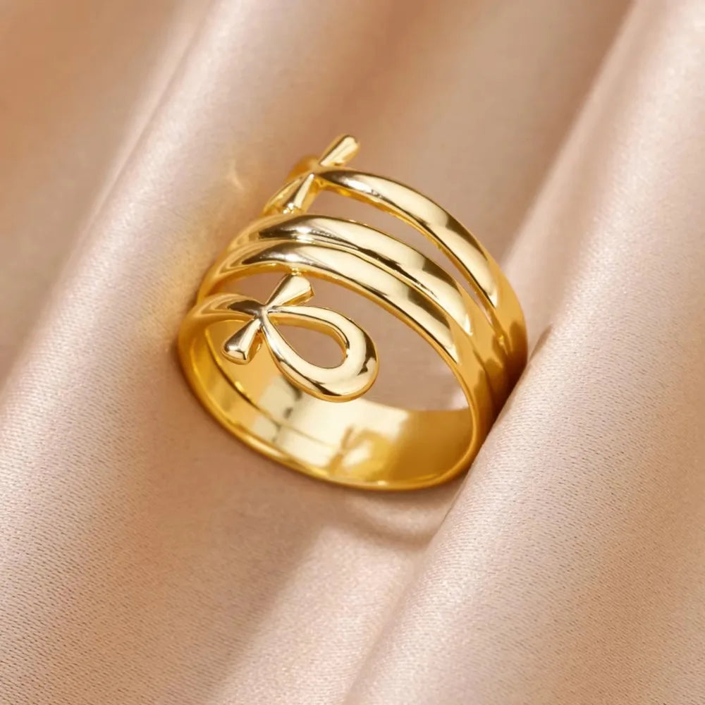 Stainless Steel Cross Rings for Women Vintage Gold Color Opening Cross Finger Ring Party Wedding Jewelry Gift anillos mujer