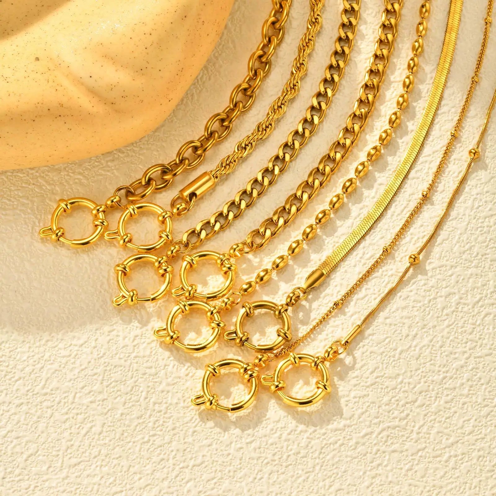 Paperclip Chain Choker Necklace, Women's Stainless Steel Spring Buckle Penddant Necklace, Waterproof 18k Gold Plated Jewelry