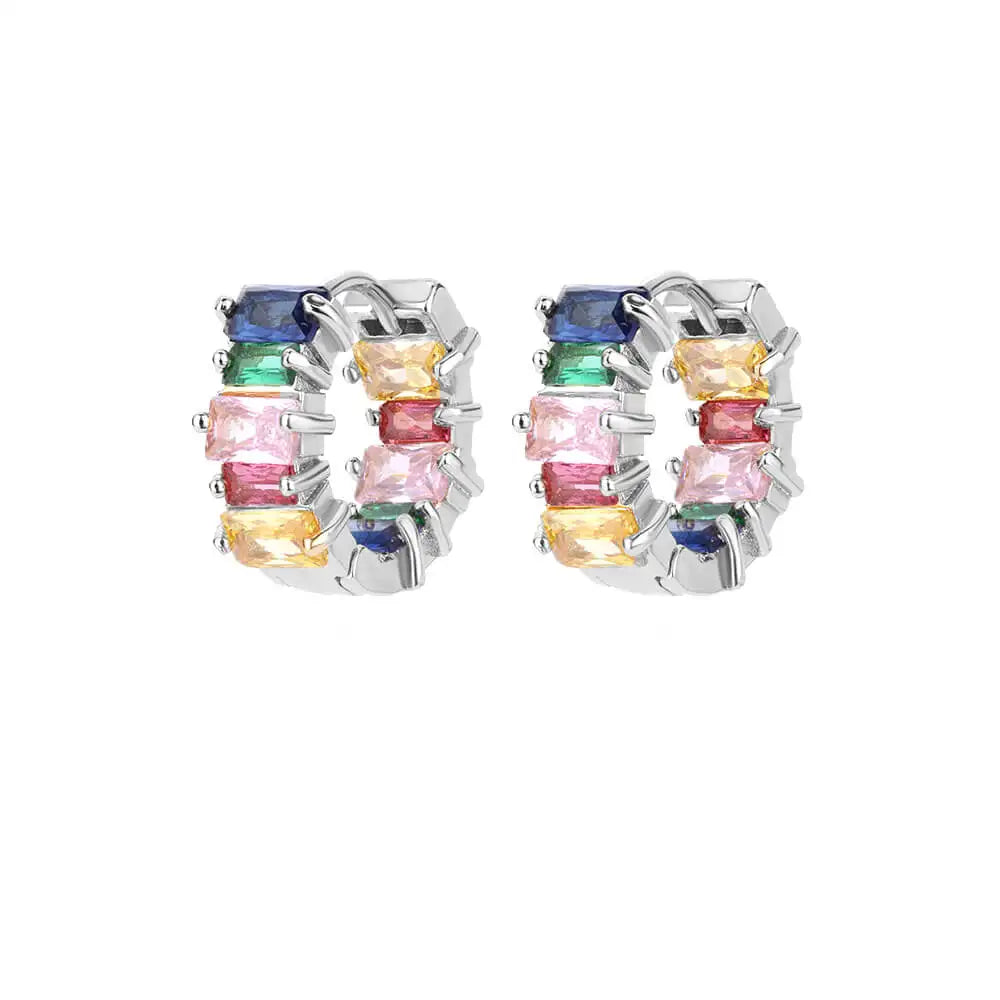 Rainbow Zircon Earring for Women Stainless Steel Hoop Earring 2024 New Trending Luxury Aesthetic Accesorios Jewelry aretes mujer