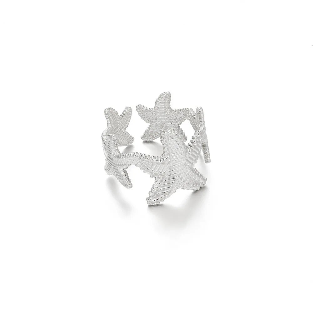 Stainless Steel Starfish Open Rings For Women Gold Color  Geometric Adjustable Ring Wedding Party Fashion Jewerly Gift anillos