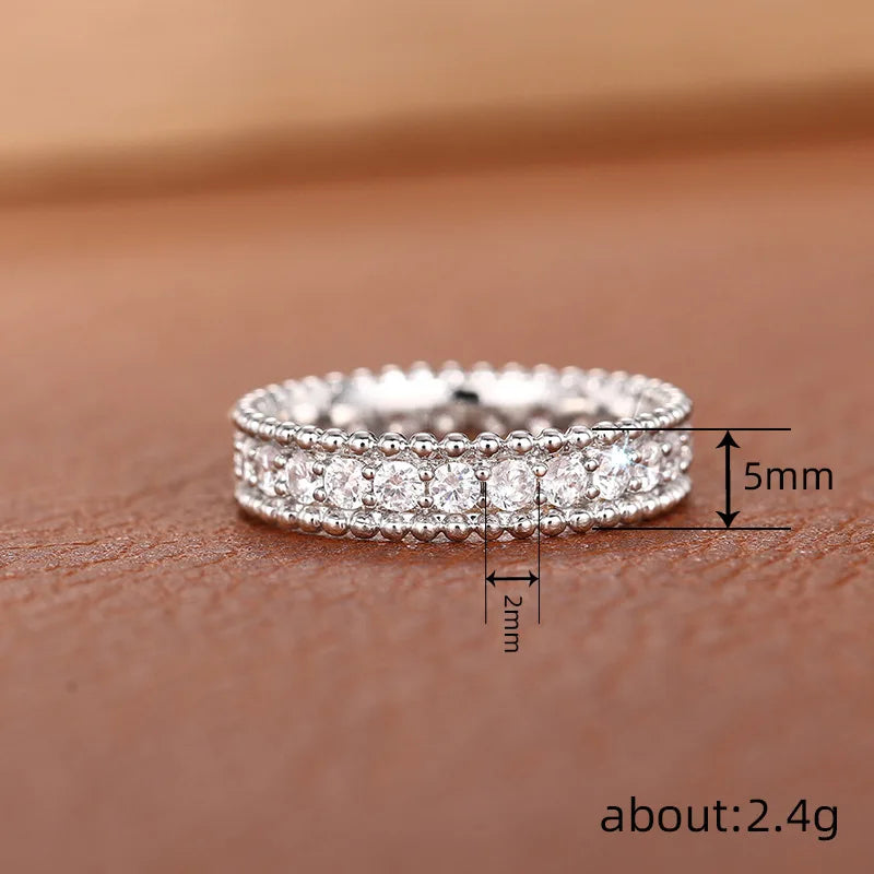 925 Sterling Silver Trendy Simple Rings for Lady Shiny Cubic Zirconia Exquisite Finger Accessories Charms Party Fine Jewelry