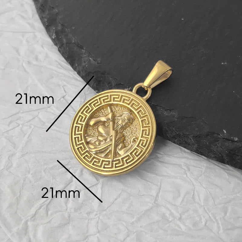 Stainless Steel Vintage Round Portrait Coin St. Michael Compass Pendants Charm For Women Necklace Making Diy Jewelry