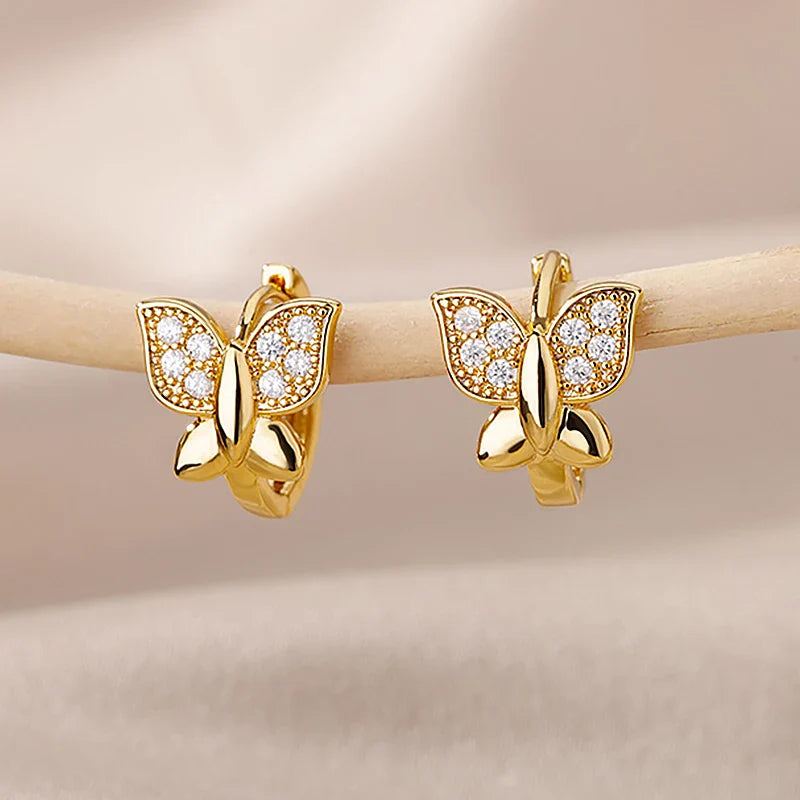 Stainless Steel Thin Bowknot Earrings For Women Gold Color Aesthetic Earring Wedding Christmas Fashion Jewelry Accessories