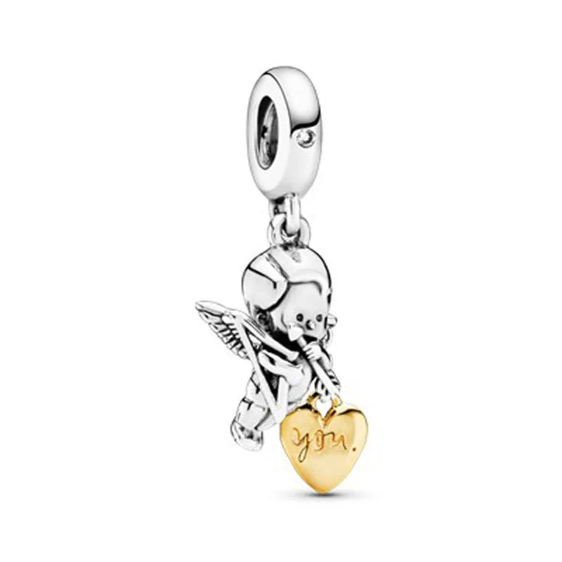 2026 New S925 Silver Robot Cross Digital Pendant, Suitable for Original Bracelets, DIY Accessories, Women's Charm Jewelry Gifts