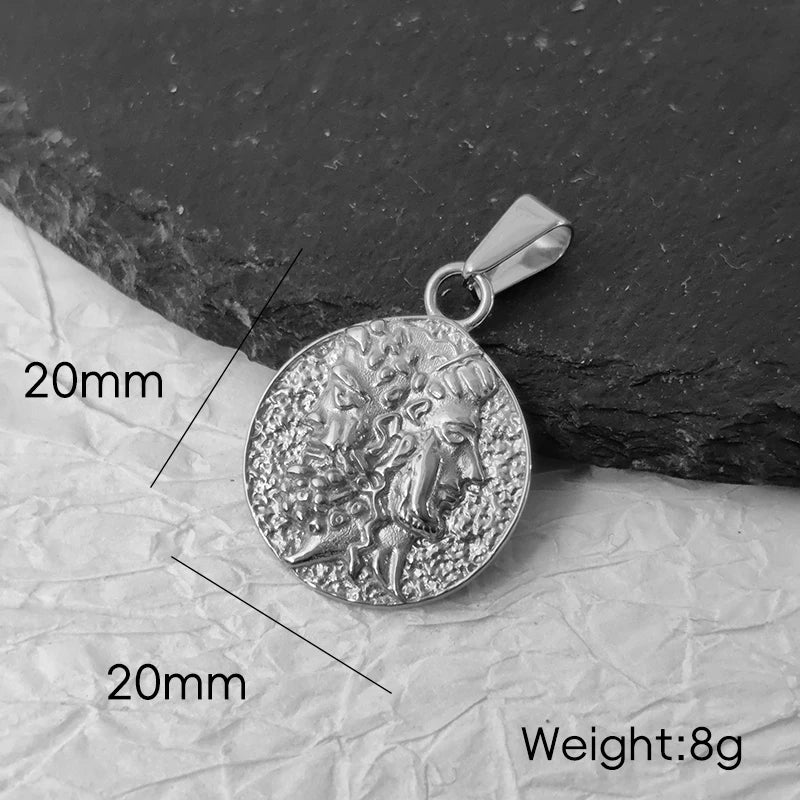 Face Off Pendant Necklace With 18k Gold Plated Handcrafted Zeus Herra Janiform Head Greek Mythology Coin Necklace Jewelry Gift