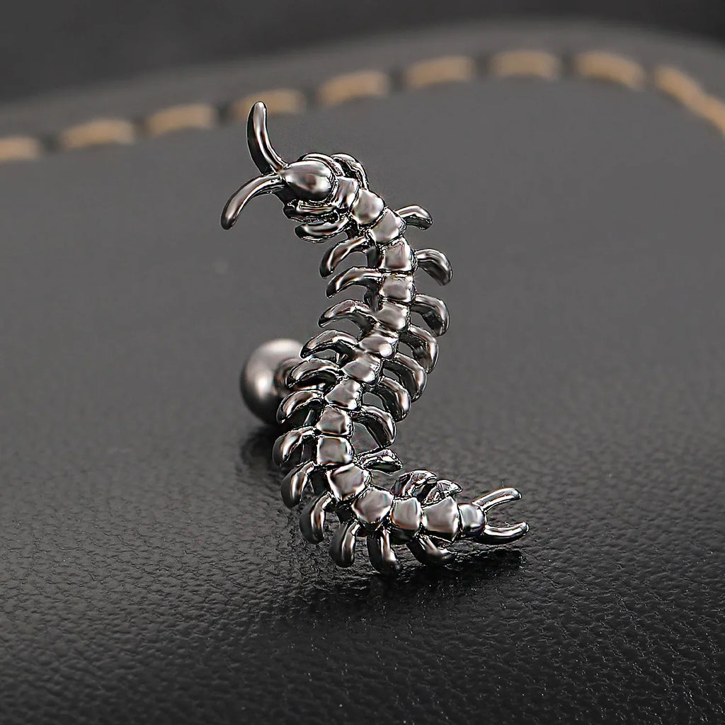 A Personalized Stainless Steel Centipede Earring, Trendy Men's and Women's Hip-hop Rock Avant-garde Jewelry Ear Studs