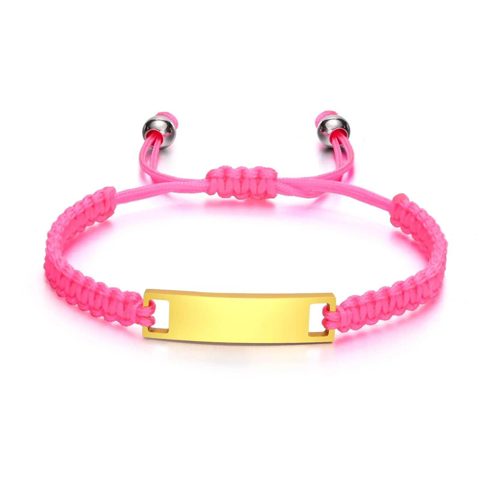 Personalized Name Bracelet for Girl Boy Child, Adjustable Braided Rope Custom ID Tag Bracelet, Engrave Birthday Christmas Gift