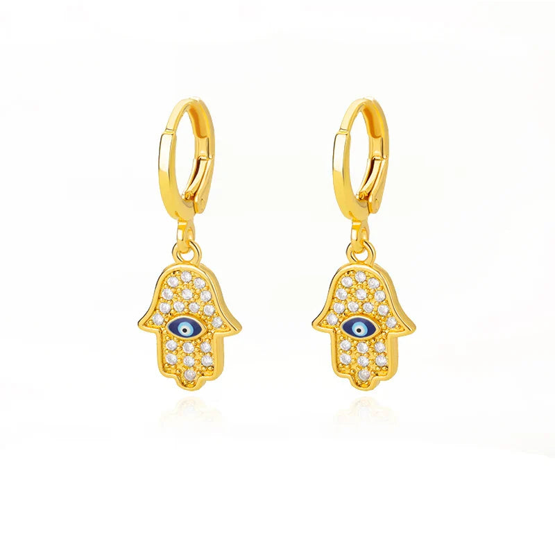 Zircon Evil Eye Earrings For Women Stainless Steel Gold Color Pendientes Piercing Earring Goth 2024 New In Jewelry aretes mujer
