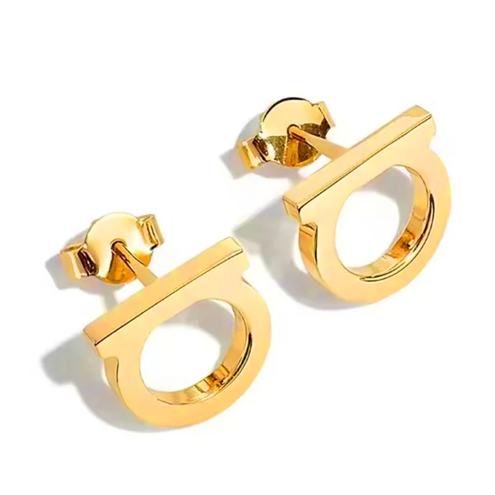 DOTIF Stainless Steel Simple Personalized Design Light Luxury Earrings Female D Letter Fashion Commuter Ear Jewelry Party Gifts