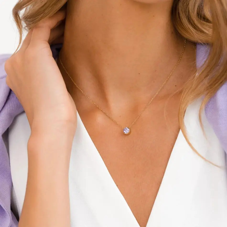 Classic Stainless Steel Necklace Women Designer Luxury Jewelry Gold Color Bride Statement 12 Birthstone Necklace