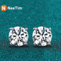 NeeTim Real 0.1-2 Carat D Color Moissanite Earrings For Women 100% 925 Sterling Silver with White Gold Plated Wedding Jewelry