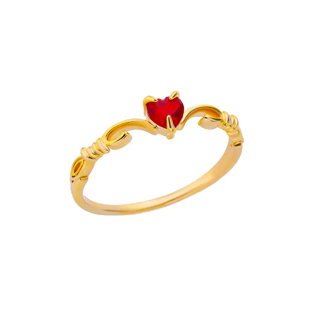 Punk Red Zircon Heart Rings for Women Stainless Steel Gold Color Cheap Open Ring 2025 New Fashion Wedding Couple Jewelry Gift