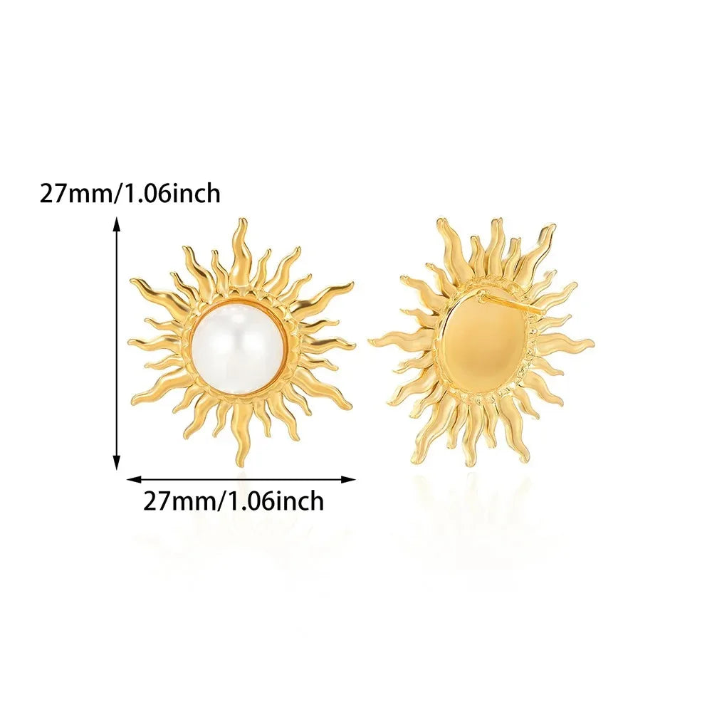 Vintage Stainless Steel Sun Earrings For Women Bohemian Sun Shine Earrings Irregular Fan Shaped Earrings Jewelry Party Gifts