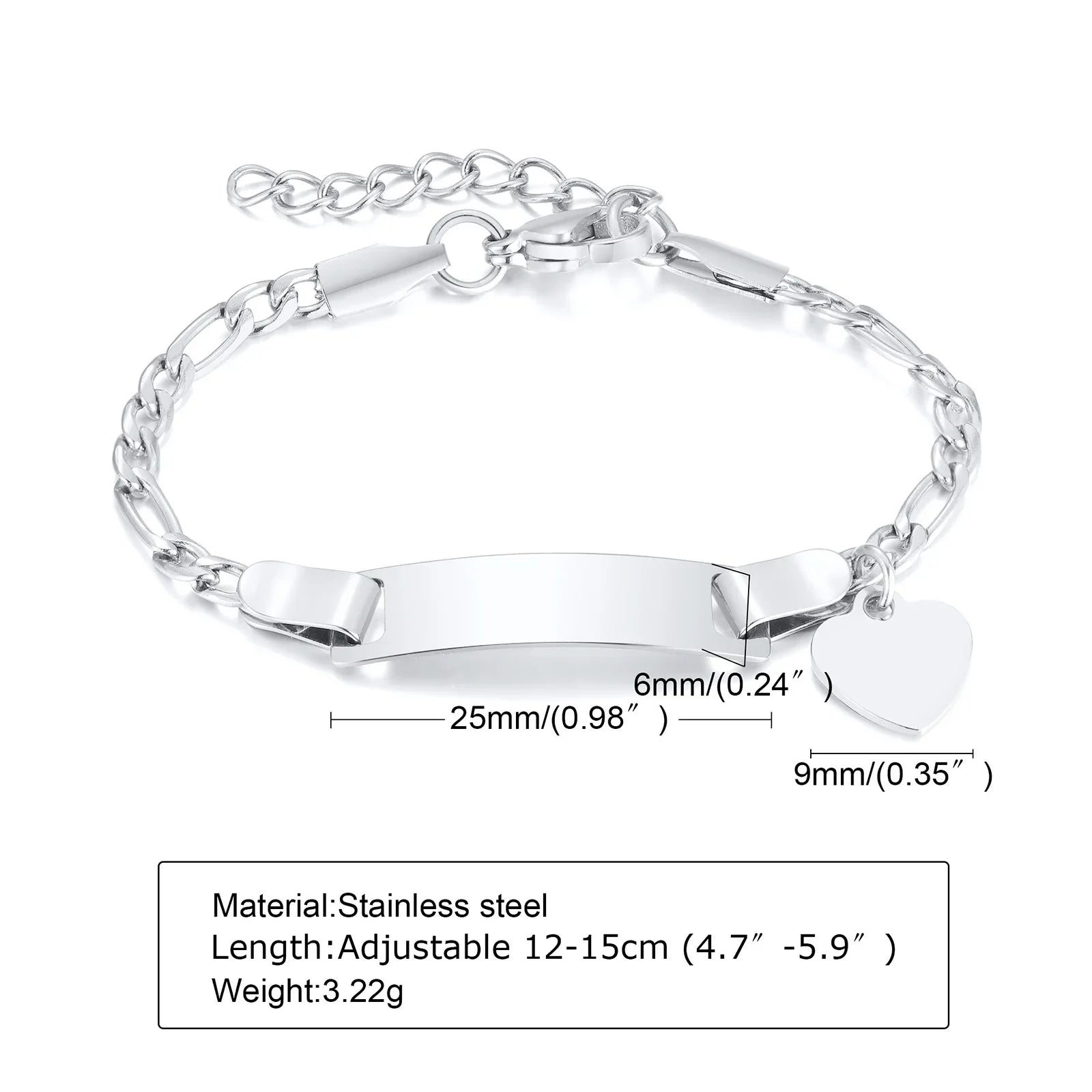Custom Personalized Name ID Bracelet Gilrs Boy Gifts, Stainless Steel Curb Chain Link Crown Bracelet Not Allergic