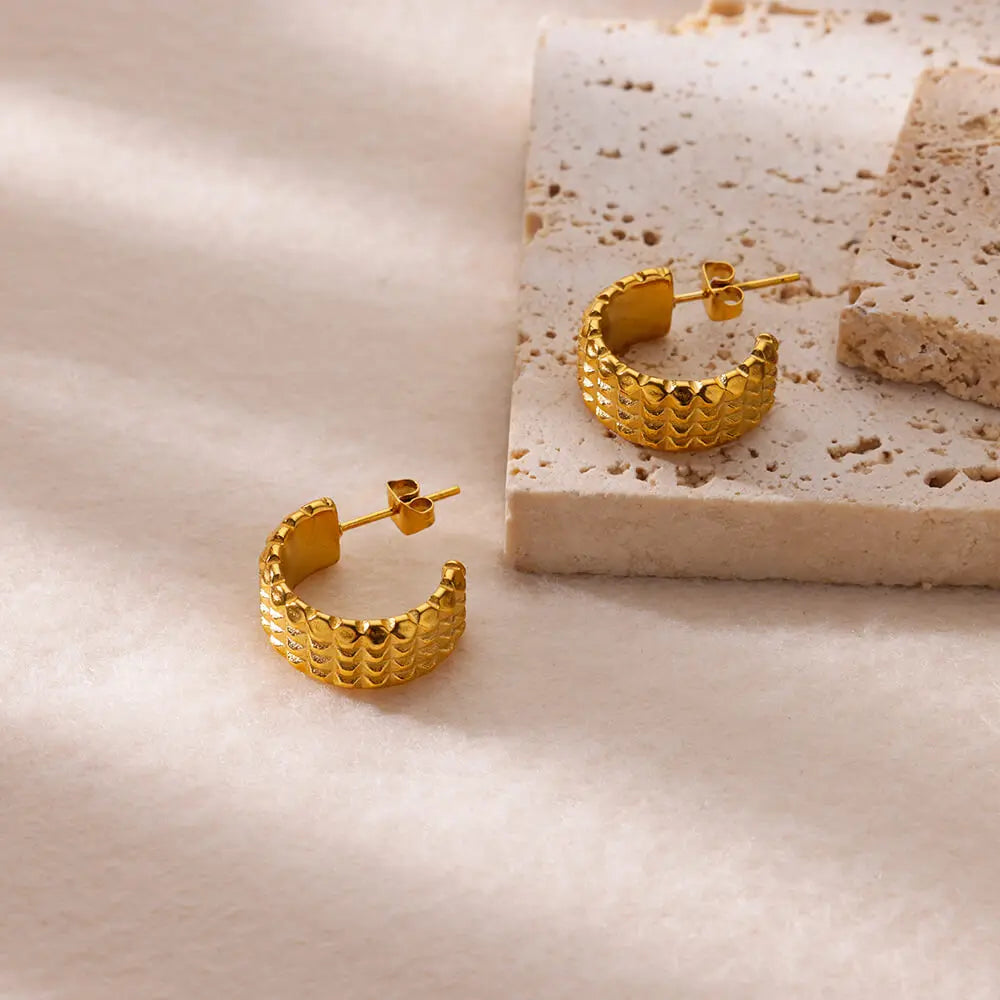 Trendy C-Shape Earrings For Women Stainless Steel Geometric Piercing Stud Earring 2024 New Fashion Party Jewelry Accessories
